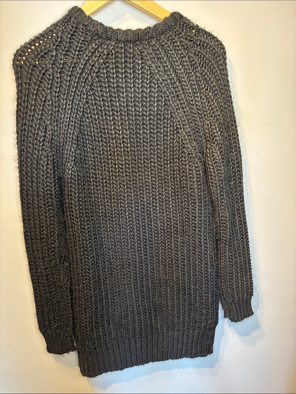 Brunette The Label Loose Knit Black Crew Neck Sweater Dress - Picture 3 of 7